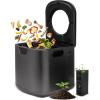 imageNutriChef 4 Quart Electric Kitchen Composter  Smart Countertop Composter Includes 2 Odorless Carbon Filters  Electric Compost Bin for Indoor Use  3 Volume Based Modes Small Medium amp Large  Gray