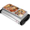 imageNutriChef Electric Hot Plate Food Warmer  Dual Buffet Server Chafing Dish Set Portable Countertop Stainless Steel Electric Warming Tray w 2 Section 16 32 Qt Serving Containers Lids