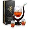 imageNutriChef Glass Whiskey Decanter  780ml Barrel Whiskey Carafe Alcohol Decanter Set Glasses Decanter w Spigot Stopper amp Base For Brandy Wine Cognac Rum Gin Scotch Bourbon287 Ounces