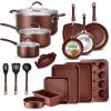 imageNutriChef Kitchenware Pots amp Pans Set  Highqualified Basic Kitchen Cookware Set NonStick 20Piece SetBrown