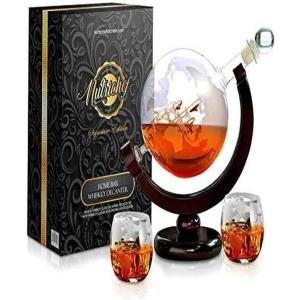 imageNutriChef Glass Whiskey Decanter  780ml Barrel Whiskey Carafe Alcohol Decanter Set Glasses Decanter w Spigot Stopper amp Base For Brandy Wine Cognac Rum Gin Scotch Bourbon287 Ounces