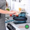 imageNutriChef Nonstick Cookware Excilon Home Kitchen Ware Pots amp Pan Set with Saucepan Frying Pans Cooking Pots Lids Utensil PTFEPFOAPFOS free 11 Pcs GrayBlue