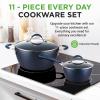 imageNutriChef Nonstick Cookware Excilon Home Kitchen Ware Pots amp Pan Set with Saucepan Frying Pans Cooking Pots Lids Utensil PTFEPFOAPFOS free 11 Pcs GrayBlue Diamond