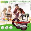 imageNutriChef Nonstick Cookware Excilon Home Kitchen Ware Pots amp Pan Set with Saucepan Frying Pans Cooking Pots Lids Utensil PTFEPFOAPFOS free 11 Pcs Purple Diamond One sizePurple