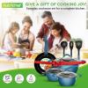imageNutriChef Nonstick Cookware Excilon Home Kitchen Ware Pots amp Pan Set with Saucepan Frying Pans Cooking Pots Lids Utensil PTFEPFOAPFOS free 11 Pcs Purple Diamond One sizeRoyal Blue