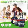 imageNutriChef Nonstick Cookware Excilon Home Kitchen Ware Pots amp Pan Set with Saucepan Frying Pans Cooking Pots Lids Utensil PTFEPFOAPFOS free 11 Pcs Purple Diamond One sizeBlue Diamond