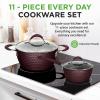 imageNutriChef Nonstick Cookware Excilon Home Kitchen Ware Pots amp Pan Set with Saucepan Frying Pans Cooking Pots Lids Utensil PTFEPFOAPFOS free 11 Pcs Purple Diamond One sizePurple