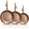 image3 Pcs Nonstick Fry Pan Set  HighQuality NonStick Basic Kitchen Cookware Set PFOAPFOS Free Compatible with Models NCCW14S and NCCW20S  NutriChef NCW14FP3SGold