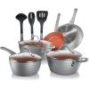 imageNutriChef Nonstick Cookware Excilon Home Kitchen Ware Pots amp Pan Set with Saucepan Frying Pans Cooking Pots Lids Utensil PTFEPFOAPFOS free 11 Pcs Purple Diamond One sizeGray