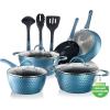 imageNutriChef Nonstick Cookware Excilon Home Kitchen Ware Pots amp Pan Set with Saucepan Frying Pans Cooking Pots Lids Utensil PTFEPFOAPFOS free 11 Pcs Purple Diamond One sizeRoyal Blue