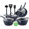 imageNutriChef Nonstick Cookware Excilon Home Kitchen Ware Pots amp Pan Set with Saucepan Frying Pans Cooking Pots Lids Utensil PTFEPFOAPFOS free 11 Pcs Purple Diamond One sizeBlue Diamond