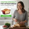 imageNutriChef 10 Enameled Cast Iron Bread Pan with Lid Oval Loaf Dutch Oven with Silicone Gloves OvenSafe to 500F for Baking Roasting Stewing amp More Dishwasher Safe RedRed