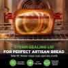 imageNutriChef 10 Enameled Cast Iron Bread Pan with Lid Oval Loaf Dutch Oven with Silicone Gloves OvenSafe to 500F for Baking Roasting Stewing amp More Dishwasher Safe RedRed