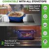 imageNutriChef 10 Enameled Cast Iron Bread Pan with Lid Oval Loaf Dutch Oven with Silicone Gloves OvenSafe to 500F for Baking Roasting Stewing amp More Dishwasher Safe RedBlue
