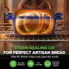 imageNutriChef 10 Enameled Cast Iron Bread Pan with Lid Oval Loaf Dutch Oven with Silicone Gloves OvenSafe to 500F for Baking Roasting Stewing amp More Dishwasher Safe RedBlue