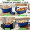 imageNutriChef 10 Enameled Cast Iron Bread Pan with Lid Oval Loaf Dutch Oven with Silicone Gloves OvenSafe to 500F for Baking Roasting Stewing amp More Dishwasher Safe RedBlue