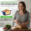 imageNutriChef 10 Enameled Cast Iron Bread Pan with Lid Oval Loaf Dutch Oven with Silicone Gloves OvenSafe to 500F for Baking Roasting Stewing amp More Dishwasher Safe RedBlue
