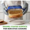 imageNutriChef 10 Enameled Cast Iron Bread Pan with Lid Oval Loaf Dutch Oven with Silicone Gloves OvenSafe to 500F for Baking Roasting Stewing amp More Dishwasher Safe RedBlue