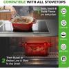 imageNutriChef 10 Enameled Cast Iron Bread Pan with Lid Oval Loaf Dutch Oven with Silicone Gloves OvenSafe to 500F for Baking Roasting Stewing amp More Dishwasher Safe RedRed