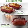 imageNutriChef 9x5 Enameled Cast Iron Loaf Pan with Lid EnamelCoated Baking Loaf Pan for Sourdough Oven Safe Nonstick Bread Pan with Silicon Gloves Dishwasher Safe BlueRed