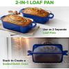 imageNutriChef 9x5 Enameled Cast Iron Loaf Pan with Lid EnamelCoated Baking Loaf Pan for Sourdough Oven Safe Nonstick Bread Pan with Silicon Gloves Dishwasher Safe BlueBlue