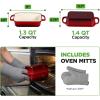 imageNutriChef 9x5 Enameled Cast Iron Loaf Pan with Lid EnamelCoated Baking Loaf Pan for Sourdough Oven Safe Nonstick Bread Pan with Silicon Gloves Dishwasher Safe BlueRed