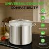 imageStainless Steel Cookware Stockpot 30 Quart Heavy Duty Induction Soup Pot With Stainless Steel Lid And Strong Riveted Handles Even Heat Distribution Compatible With Most CooktopsStainless Steel