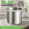 imageStainless Steel Cookware Stockpot 30 Quart Heavy Duty Induction Soup Pot With Stainless Steel Lid And Strong Riveted Handles Even Heat Distribution Compatible With Most CooktopsStainless Steel