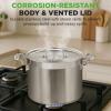 imageStainless Steel Cookware Stockpot 30 Quart Heavy Duty Induction Soup Pot With Stainless Steel Lid And Strong Riveted Handles Even Heat Distribution Compatible With Most CooktopsStainless Steel