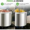 imageStainless Steel Cookware Stockpot 30 Quart Heavy Duty Induction Soup Pot With Stainless Steel Lid And Strong Riveted Handles Even Heat Distribution Compatible With Most CooktopsStainless Steel