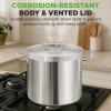 imageStainless Steel Cookware Stockpot 30 Quart Heavy Duty Induction Soup Pot With Stainless Steel Lid And Strong Riveted Handles Even Heat Distribution Compatible With Most CooktopsStainless Steel