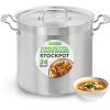 imageStainless Steel Cookware Stockpot 30 Quart Heavy Duty Induction Soup Pot With Stainless Steel Lid And Strong Riveted Handles Even Heat Distribution Compatible With Most CooktopsStainless Steel