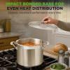 imageStainless Steel Cookware Stockpot 30 Quart Heavy Duty Induction Soup Pot With Stainless Steel Lid And Strong Riveted Handles Even Heat Distribution Compatible With Most CooktopsStainless Steel