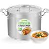 imageStainless Steel Cookware Stockpot 30 Quart Heavy Duty Induction Soup Pot With Stainless Steel Lid And Strong Riveted Handles Even Heat Distribution Compatible With Most CooktopsStainless Steel