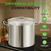 imageStainless Steel Cookware Stockpot 30 Quart Heavy Duty Induction Soup Pot With Stainless Steel Lid And Strong Riveted Handles Even Heat Distribution Compatible With Most CooktopsStainless Steel