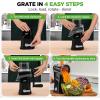 imageNutriChef 5 in 1 Cheese Grater amp Shredder  5 Different Blades for Thin Thick Julienne Strips Wavy amp Straight Strips  Includes Hand Crank Strong Suction Base amp Storage Container  Black