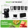 imageNutriChef 5 in 1 Cheese Grater amp Shredder  5 Different Blades for Thin Thick Julienne Strips Wavy amp Straight Strips  Includes Hand Crank Strong Suction Base amp Storage Container  Black