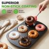 imageNutriChef Donut Mold  Nonstick Carbon Steel Donut Pan for Baking  6Cavity Tray with Bagel Mold Design  Oven Safe up to 450F  Stainless Steel 125 x 85 Inch Bakeware  Black1 Pan