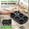 imageNutriChef Donut Mold  Nonstick Carbon Steel Donut Pan for Baking  6Cavity Tray with Bagel Mold Design  Oven Safe up to 450F  Stainless Steel 125 x 85 Inch Bakeware  Black4 Pan