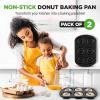 imageNutriChef Donut Mold  Nonstick Carbon Steel Donut Pan for Baking  6Cavity Tray with Bagel Mold Design  Oven Safe up to 450F  Stainless Steel 125 x 85 Inch Bakeware  Black2 Pan