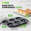 imageNutriChef Donut Mold  Nonstick Carbon Steel Donut Pan for Baking  6Cavity Tray with Bagel Mold Design  Oven Safe up to 450F  Stainless Steel 125 x 85 Inch Bakeware  Black4 Pan