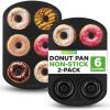 imageNutriChef Donut Mold  Nonstick Carbon Steel Donut Pan for Baking  6Cavity Tray with Bagel Mold Design  Oven Safe up to 450F  Stainless Steel 125 x 85 Inch Bakeware  Black2 Pan