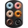 imageNutriChef Donut Mold  Nonstick Carbon Steel Donut Pan for Baking  6Cavity Tray with Bagel Mold Design  Oven Safe up to 450F  Stainless Steel 125 x 85 Inch Bakeware  Black1 Pan