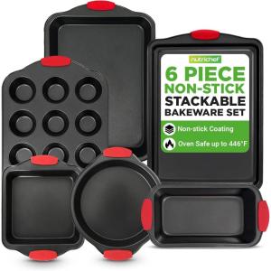 imageNutriChef 3Piece Cookie Sheets for Baking NonStick Baking Pans Set with Silicone Handles Stackable Oven Trays in Small Medium amp Large Sizes for Professional and Everyday Use 2026 Edition6Piece Set