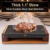 imageNutrichef Cooking Stone Grill Set  Hot Lava Rock Sizzling Plate for Steak BBQ amp Meat Grilling with Stainless Steel Knives Cooks and Retains Heat amp Flavor Heated Tray for Serving FoodStandard