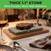 imageNutrichef Cooking Stone Grill Set  Hot Lava Rock Sizzling Plate for Steak BBQ amp Meat Grilling with Stainless Steel Knives Cooks and Retains Heat amp Flavor Heated Tray for Serving FoodGranite