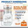 imageNutriChef 16 Pack Mason Jars 16 oz with Lids Wide Mouth Airtight Seal Freeze Safe Durable Glass Silver Screw Lids for Meal Prep Jam Honey and Wedding Gifts Leakproof amp Dishwasher Safe Glass Jars16 Pack