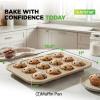 imageNutriChef Nonstick Carbon Steel Muffin Pans  Pair of Cupcake Cookie Sheet Pan Style for Baking Professional Kitchen Muffin Bake Pans 2 pc Muffin Pans w 12 Cups Cupcake Baking Tray  NC2TRCP3