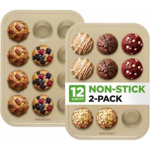 imageNutriChef Nonstick Carbon Steel Muffin Pans  Pair of Cupcake Cookie Sheet Pan Style for Baking Professional Kitchen Muffin Bake Pans 2 pc Muffin Pans w 12 Cups Cupcake Baking Tray  NC2TRCP3