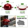 imageNutriChef 102 Enameled Cast Iron Bread Oven DomeShaped Sourdough Baking Pan with Handles amp Silicone Gloves OvenSafe to 500F Dishwasher Safe Dutch Oven Bread Pan RedRed